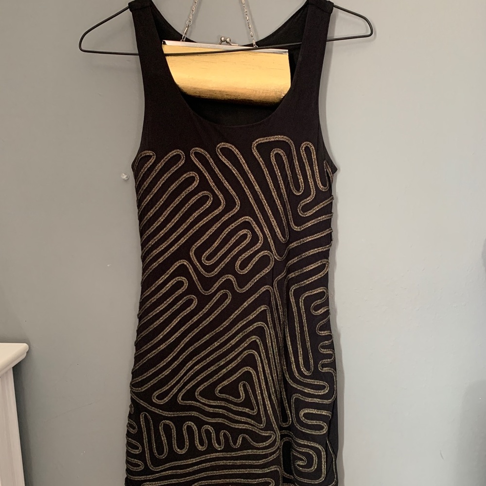 Black with gold dress with matching bag included